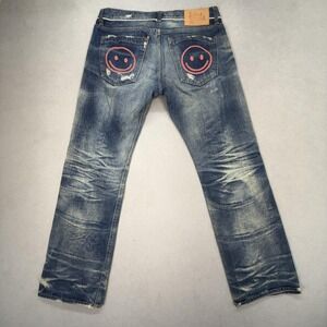 Raw Selvedge Jeans Mens Whiskers Honeycomb Stacking Tracks Mini Brand Fits 34x31